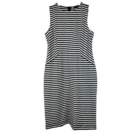 Banana Republic Women's Size 6P Black White Striped Sleeveless Sheath Dress - Picture 1 of 7